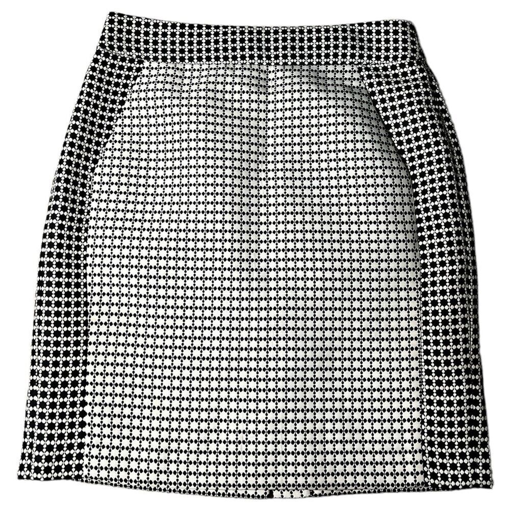 Banana Republic Lined Black White Houndstooth Pencil Straight Mini Skirt Size 4